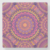 Farbenfrohe Mandala Pattern Steinuntersetzer (Vorderseite)