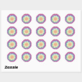 Farbenfrohe Mandala Stickers. Runder Aufkleber (Blatt)