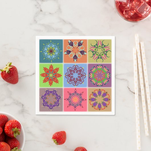 Farbenfrohe Mandala Tile Pattern - Boho Geometric Serviette (Beispiel)