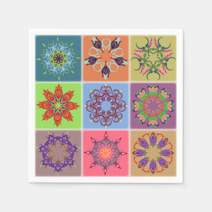 Farbenfrohe Mandala Tile Pattern - Boho Geometric Serviette