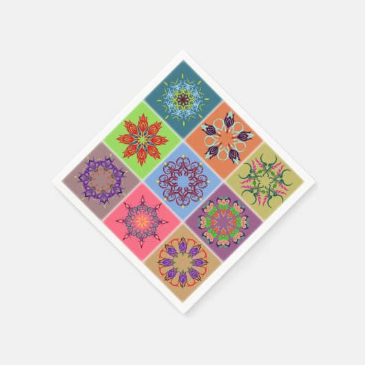 Farbenfrohe Mandala Tile Pattern - Boho Geometric Serviette (Ecke)