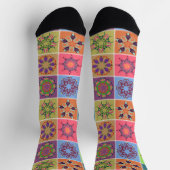 Farbenfrohe Mandala Tile Pattern - Boho Geometric Socken (Oben)