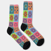 Farbenfrohe Mandala Tile Pattern - Boho Geometric Socken (Rechts)