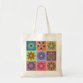 Farbenfrohe Mandala Tile Pattern - Boho Geometric Tragetasche (Vorne)