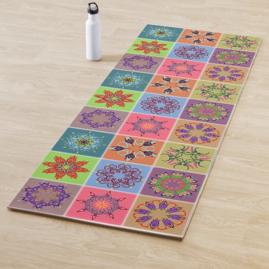 Farbenfrohe Mandala Tile Pattern - Boho Geometric Yogamatte (Beispiel)