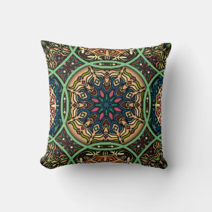 Farbenfrohe Mandala: Vintage Hand mit Blumen Kissen