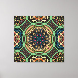 Farbenfrohe Mandala: Vintage Hand mit Blumen Leinwanddruck