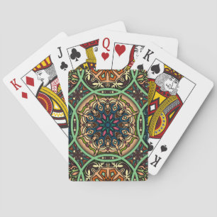 Farbenfrohe Mandala: Vintage Hand mit Blumen Spielkarten