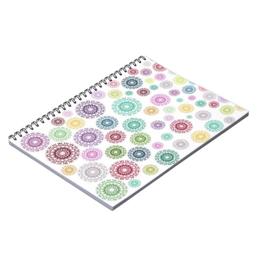 Farbenfrohe Mandalase in zufälliger Reihenfolge Notizblock (Linke Seite)