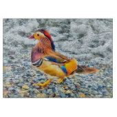 Farbenfrohe Mandarin-Duck am See Schneidebrett (Vorderseite)