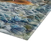 Farbenfrohe Mandarin-Duck am See Schneidebrett (Ecke)