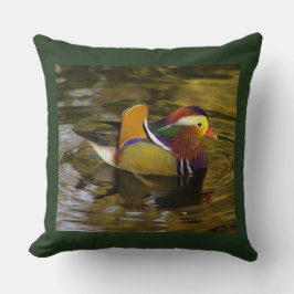 Farbenfrohe Mandarin Duck Green Square Kissen