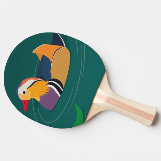 Farbenfrohe Mandarin Duck Moderne digitale Kunst Tischtennis Schläger (Seitenansicht)