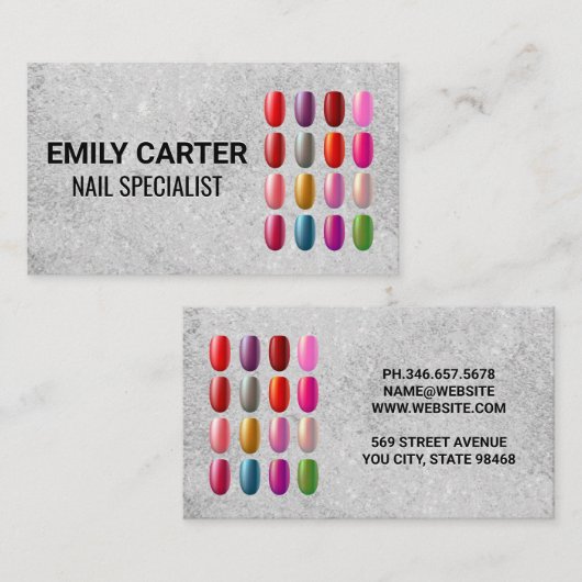 Farbenfrohe Maniküre Visitenkarte (Vorne/Hinten)