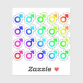 Farbenfrohe männliche Geschlechtersymbole Tiny Rai Aufkleber (Blatt)