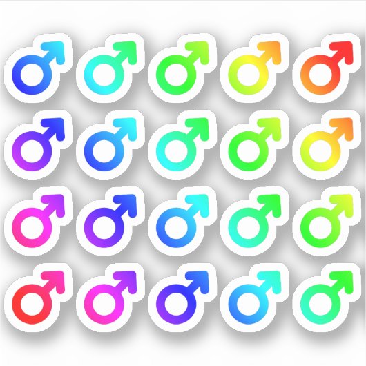 Farbenfrohe männliche Geschlechtersymbole Tiny Rai Aufkleber (Vorderseite)