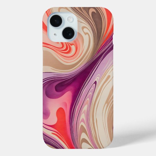 Farbenfrohe Marbled Paper Art iPhone Case (Rückseite)