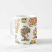 Farbenfrohe Märchenhäuser Muster Kaffeetasse (Vorderseite Links)