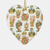 Farbenfrohe Märchenhäuser Muster Keramik Ornament (Rechts)