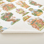 Farbenfrohe Märchenhäuser Muster Sherpadecke (3/4)