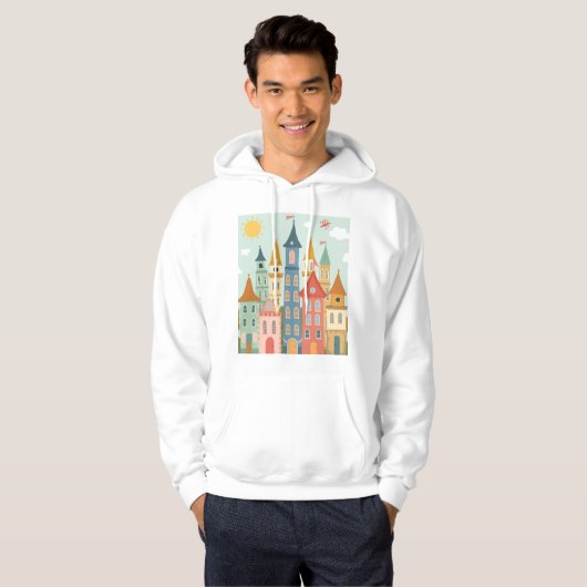 Farbenfrohe Märchenstadt Hoodie (Vorne ganz)