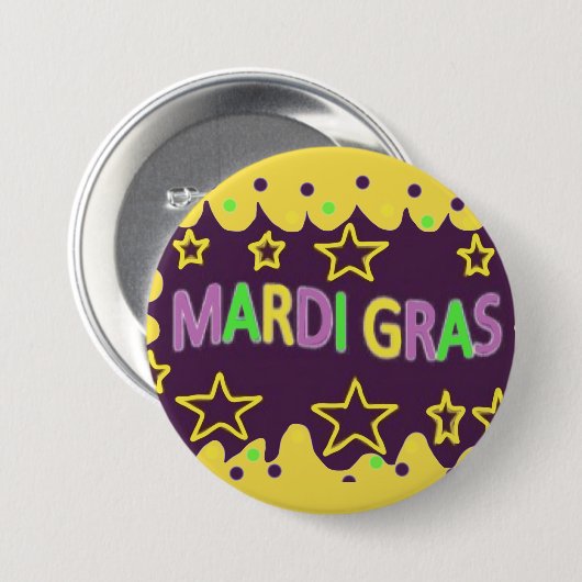 Farbenfrohe Mardi Gras Button (Vorne & Hinten)