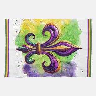 Farbenfrohe Mardi Gras Fleur de lis Küchentücher