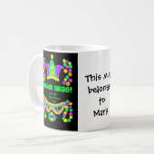 Farbenfrohe Mardi Gras-Kaffee-Tasse zum Personalis Kaffeetasse (Vorderseite Links)