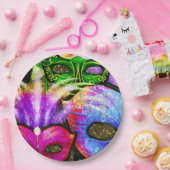 Farbenfrohe Mardi Gras Masken Papier-Teller Pappteller (Party)