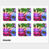 Farbenfrohe Mardi Gras Masken Stickers (Blatt)