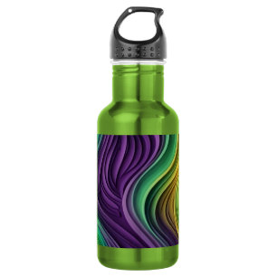 Farbenfrohe Mardi-Gras-Wellenmuster Edelstahlflasche