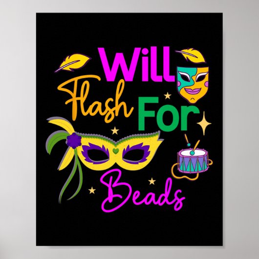 Farbenfrohe Mardi Gras wird für Perlen blinken Poster (Vorne)