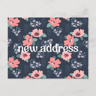 Farbenfrohe Marine Blumen Wir Zogen Neues Zuhause Postkarte