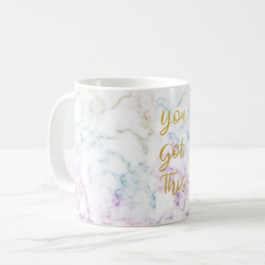 Farbenfrohe Marmor inspirierende Zitat Sie got Kaffeetasse (Vorderseite Links)