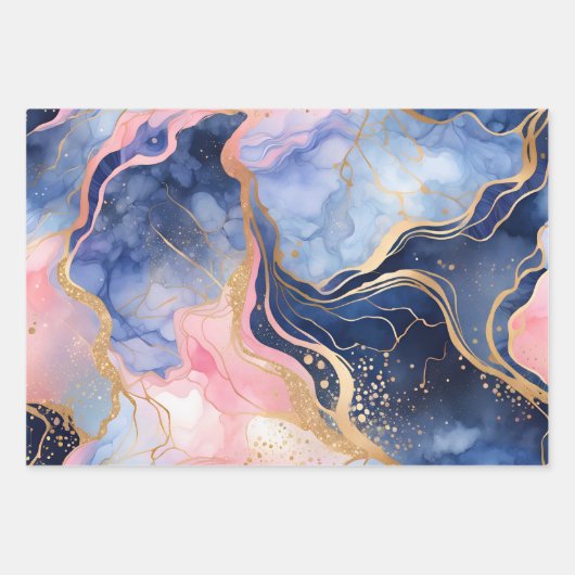 Farbenfrohe Marmorfarbenhandtücher Geschenkpapier Set (Vorderseite 2)