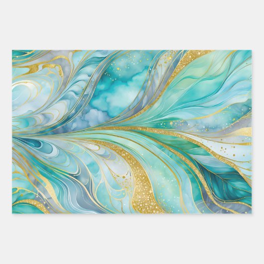 Farbenfrohe Marmorfarbenhandtücher Geschenkpapier Set (Vorderseite 2)