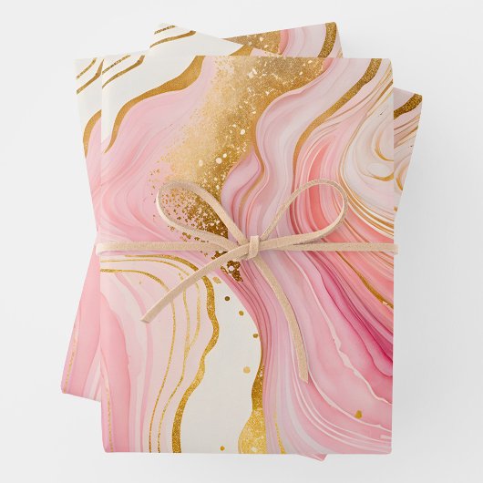 Farbenfrohe Marmorfarbenhandtücher Geschenkpapier Set