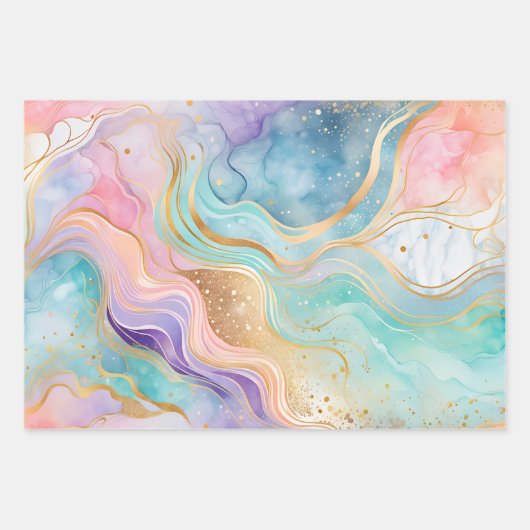 Farbenfrohe Marmorfarbenhandtücher Geschenkpapier Set (Vorderseite 2)