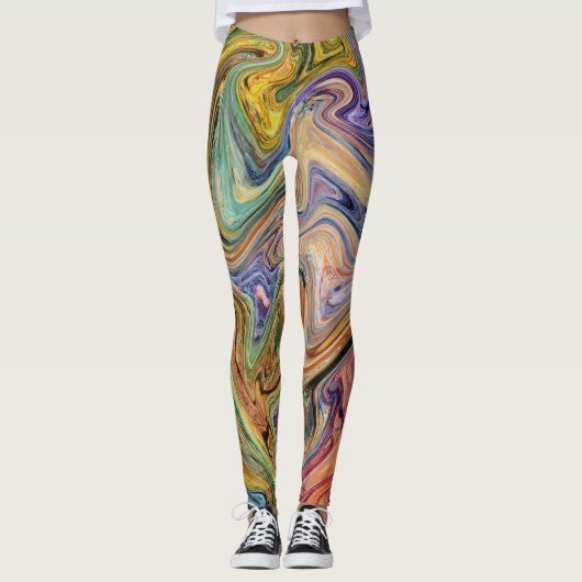 Farbenfrohe marmorierte Hintergründe Wildes Muster Leggings (Vorderseite)