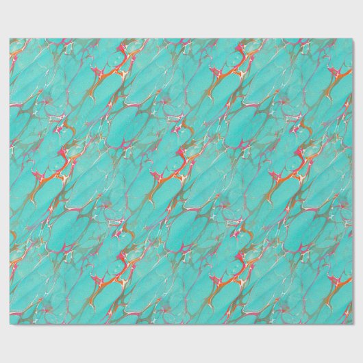 Farbenfrohe marmorierte Imitate Türkis blaues Kuns Geschenkpapier (Flach)