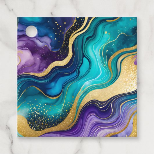 Farbenfrohe Marmorklänge Geschenkanhänger (Vorderseite)