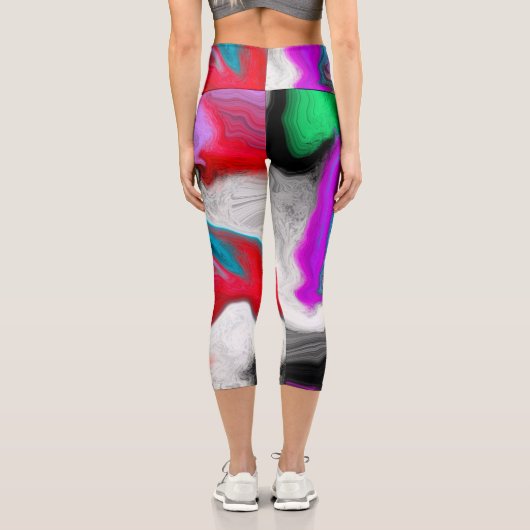 Farbenfrohe Marmorkunstexplosion Capri Leggings (Rückseite)