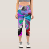 Farbenfrohe Marmorkunstexplosion Capri Leggings (Vorderseite)