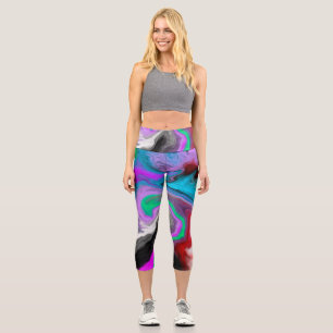 Farbenfrohe Marmorkunstexplosion Capri Leggings