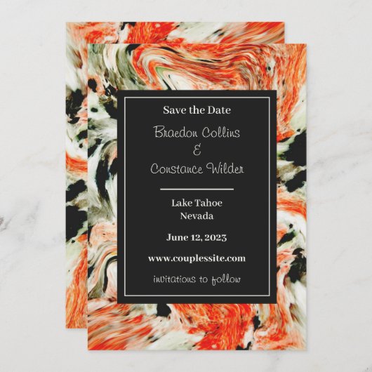 Farbenfrohe MarmorWedding retten das Datum Save The Date (Vorne/Hinten)
