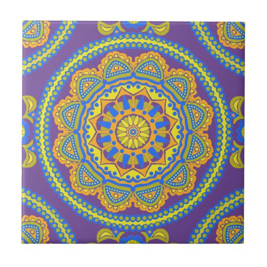 Farbenfrohe marokkanische Keramik Tile Fliese (Vorderseite)