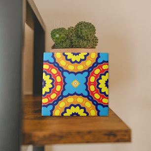 Farbenfrohe marokkanische Mandala Ethnic Geometric Fliese