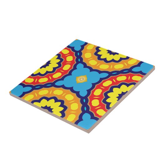 Farbenfrohe marokkanische Mandala Ethnic Geometric Fliese (Seite)