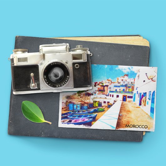 Farbenfrohe Marokko Reisen Wasserfarbe Postkarte