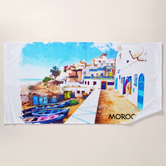 Farbenfrohe Marokko Reisen Wasserfarbe Strandtuch (Vorderseite)